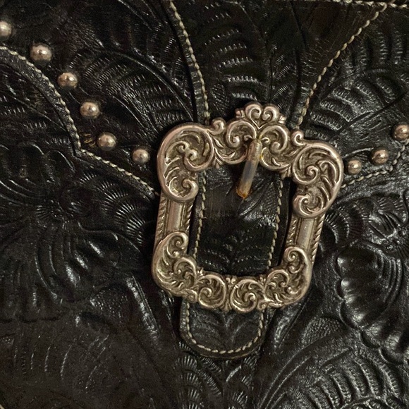 American West shoulder bag.  Black in color with silver accents. - Picture 3 of 7